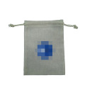 Qingdao Factory Silk Screen Printing Hemp Cotton Line Cotton Blending Drawstring Pouch Shopping Bag